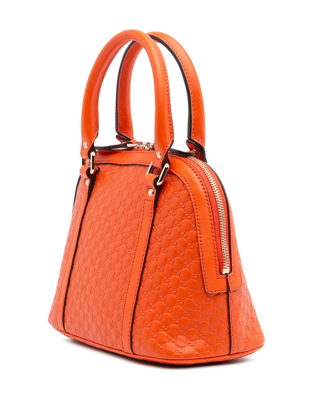 Pre-owned Gucci 2016-2025 Mini Microssima Dome Satchel In Orange