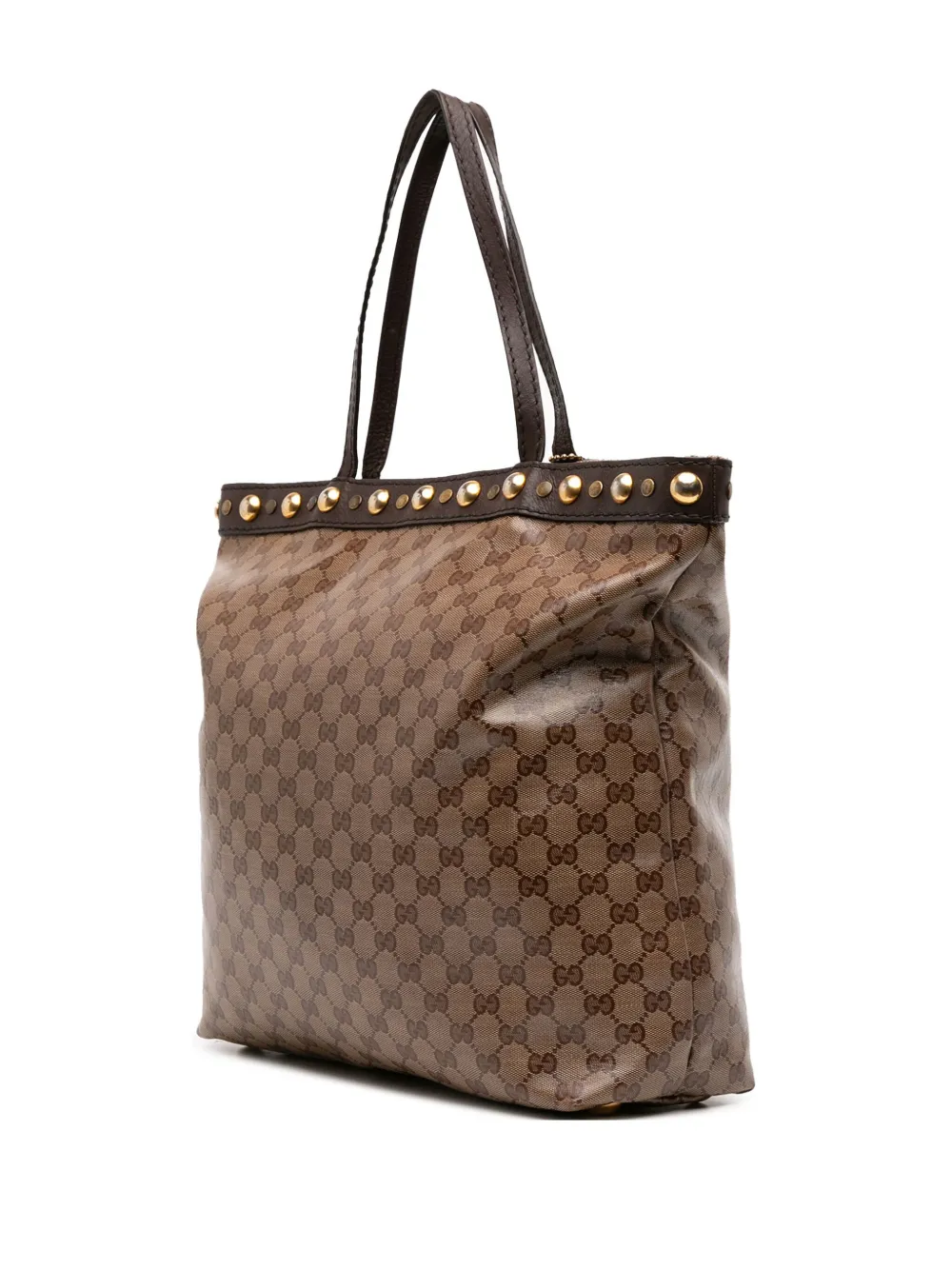 Pre-owned Gucci 2000-2015 Babouska Gg Crystal Tote Bag In Brown