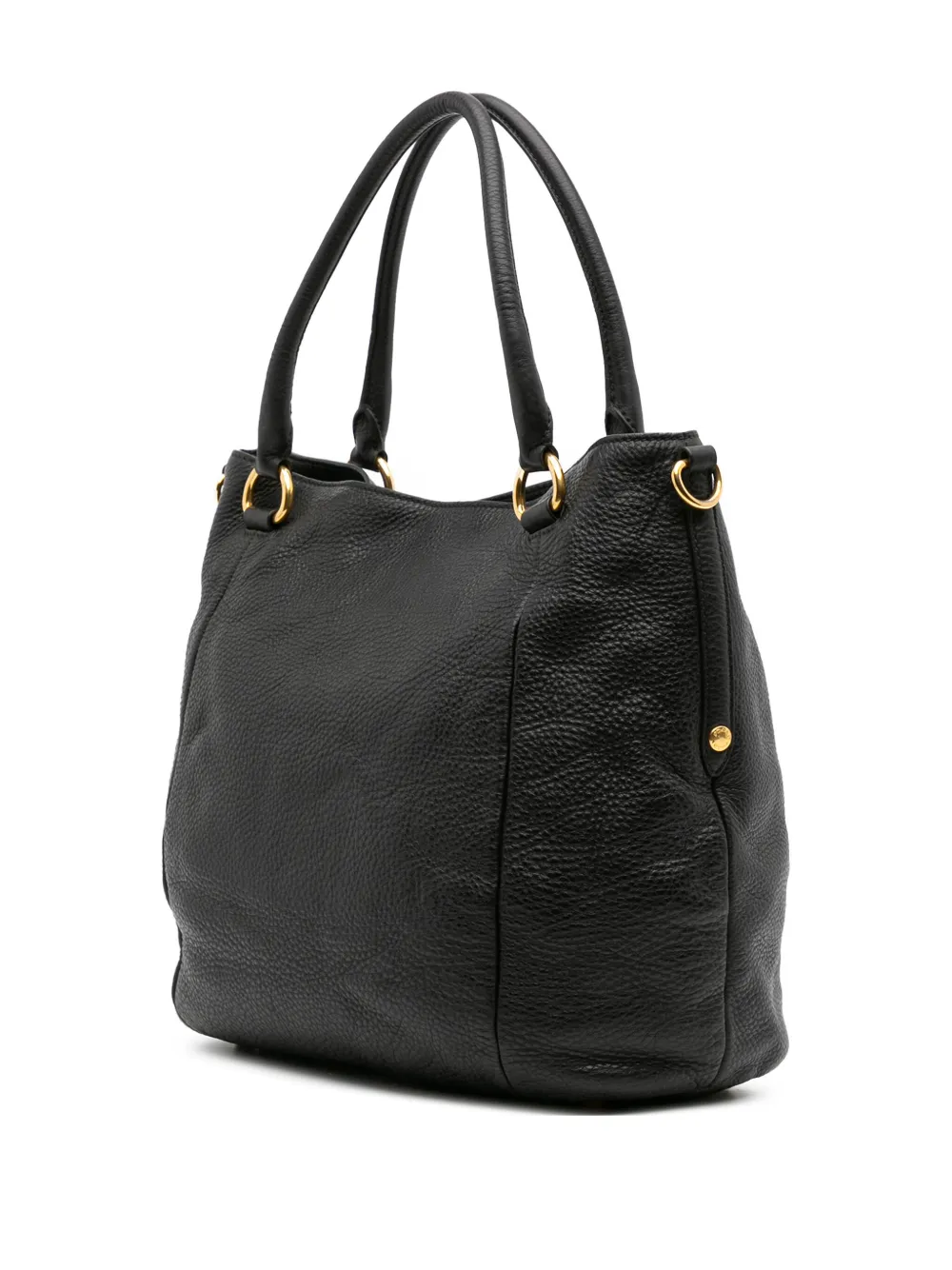 Pre-owned Prada 2000-2025 Vitello Daino Open Convertible Tote Satchel In Black