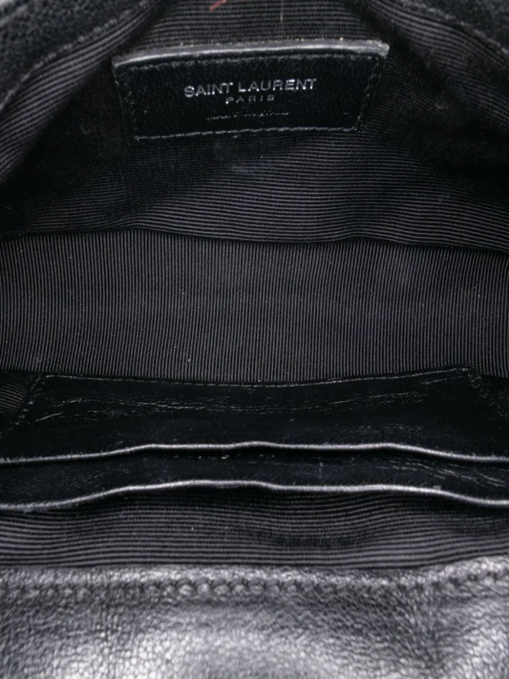 Pre-owned Saint Laurent 2016 Mini Chevron Sheepskin Monogram College Satchel In Black