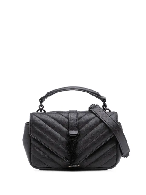 Saint Laurent Pre-Owned 2016 Mini Chevron Sheepskin Monogram College satchel