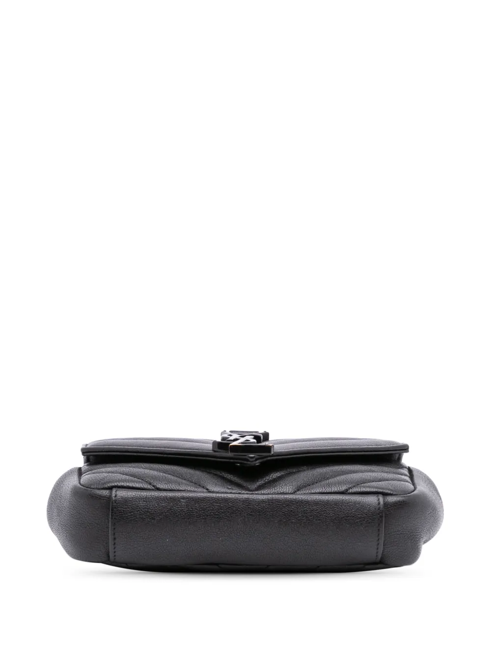 Pre-owned Saint Laurent 2016 Mini Chevron Sheepskin Monogram College Satchel In Black