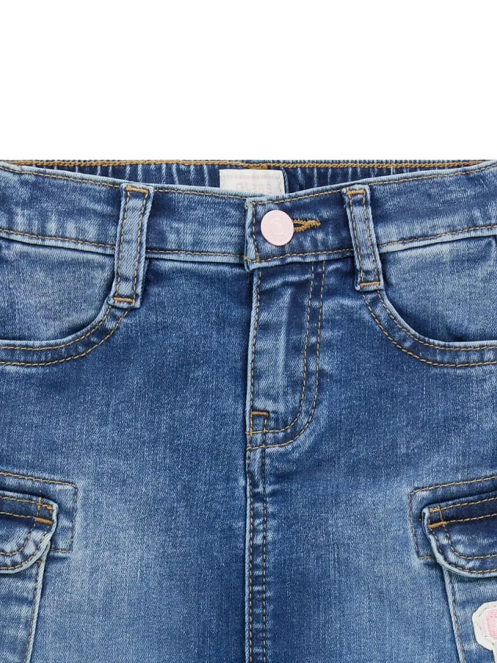 Guess Patch-details Denim Skirt In Blue