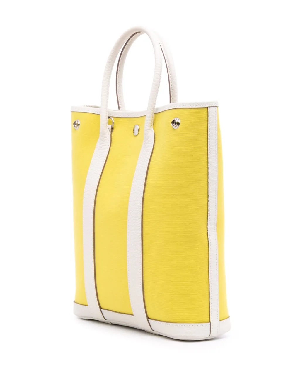 Pre-owned Hermes 2020 Toile And Negonda Garden File 28 Satchel In White
