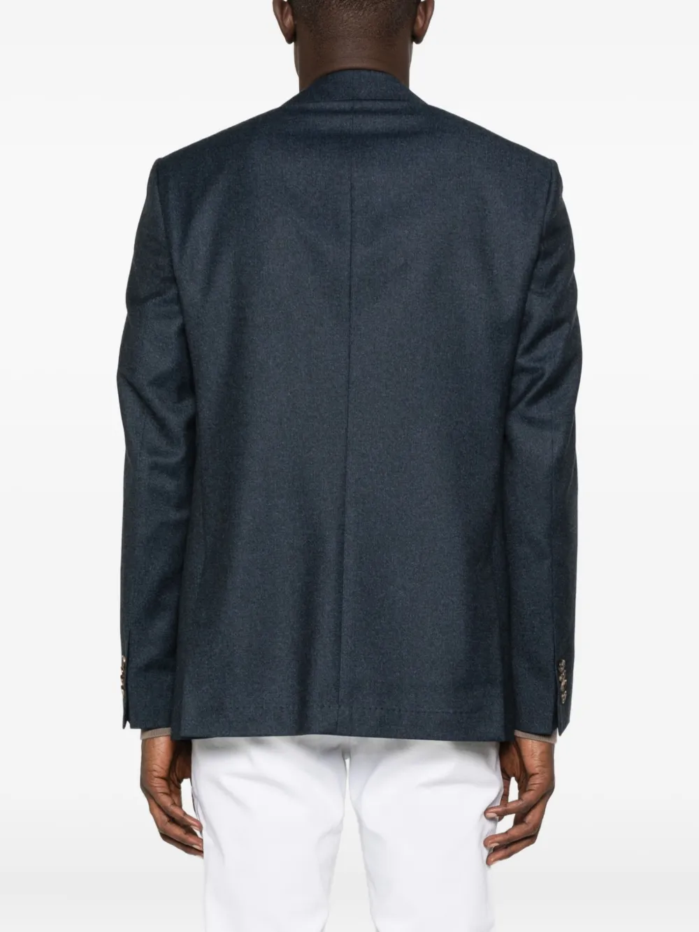 Sand Single-breasted Wool Blazer In Blue