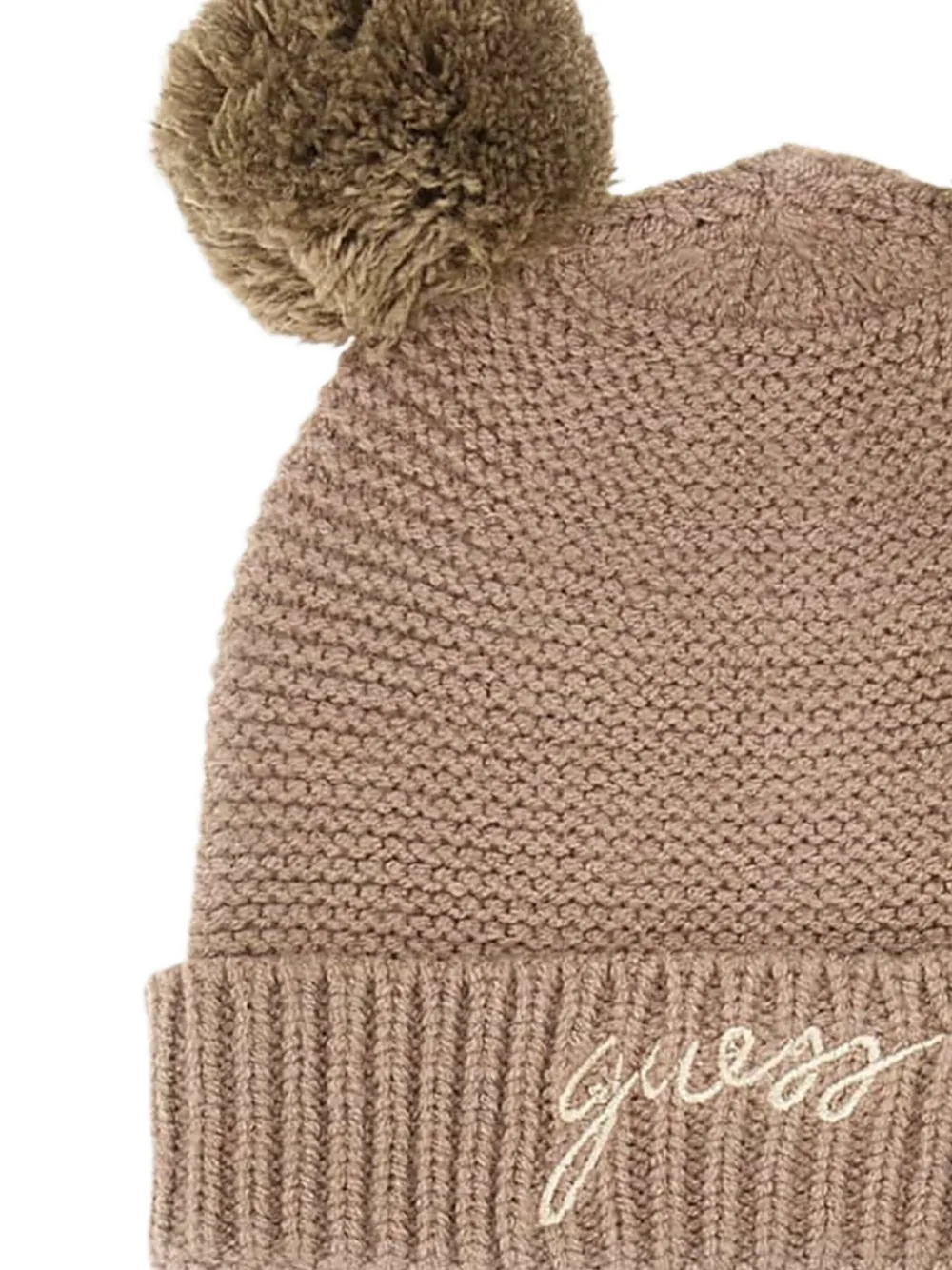 Guess Logo-embroidered Beanie Set In Brown