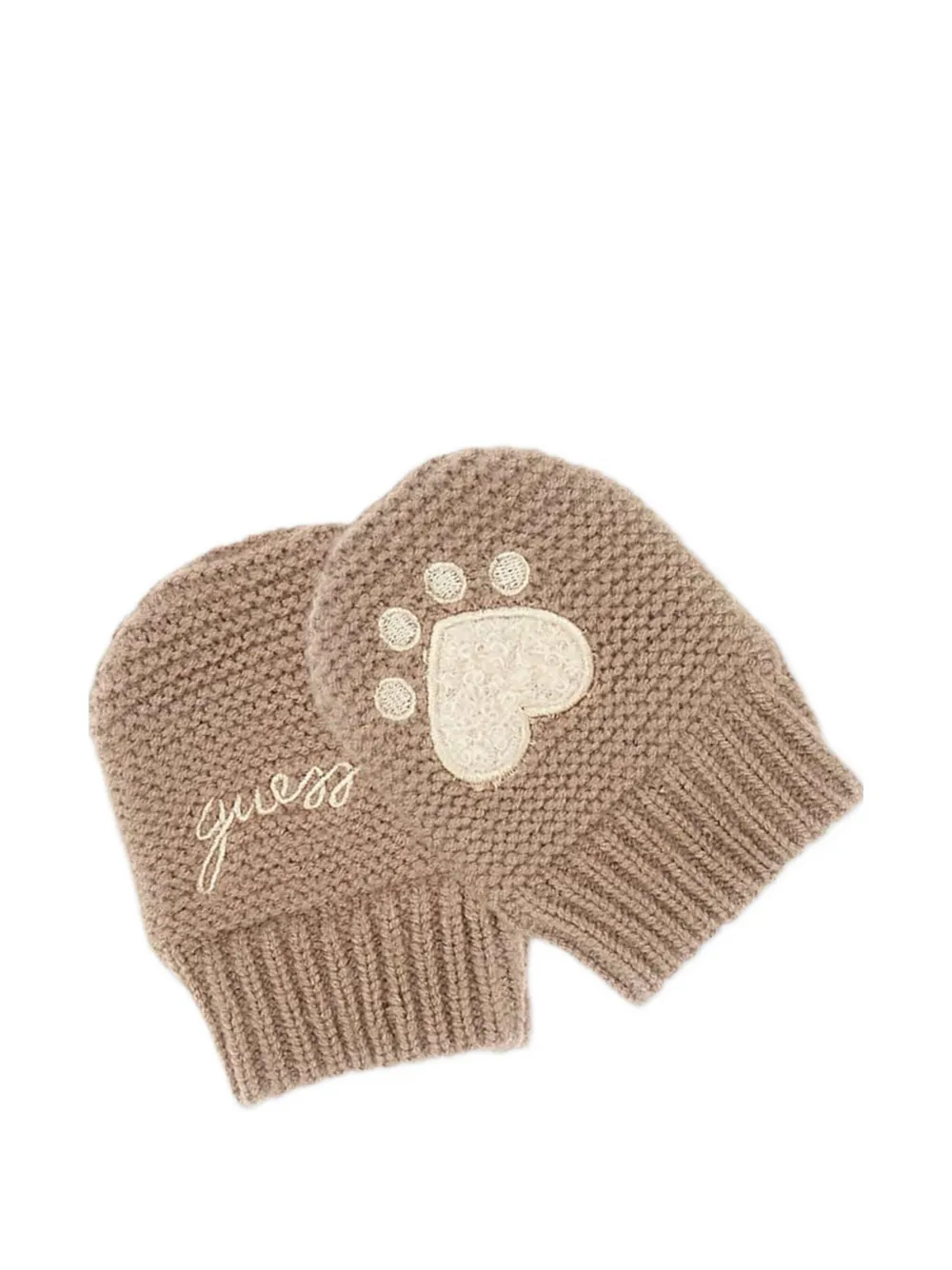 Guess Logo-embroidered Beanie Set In Brown