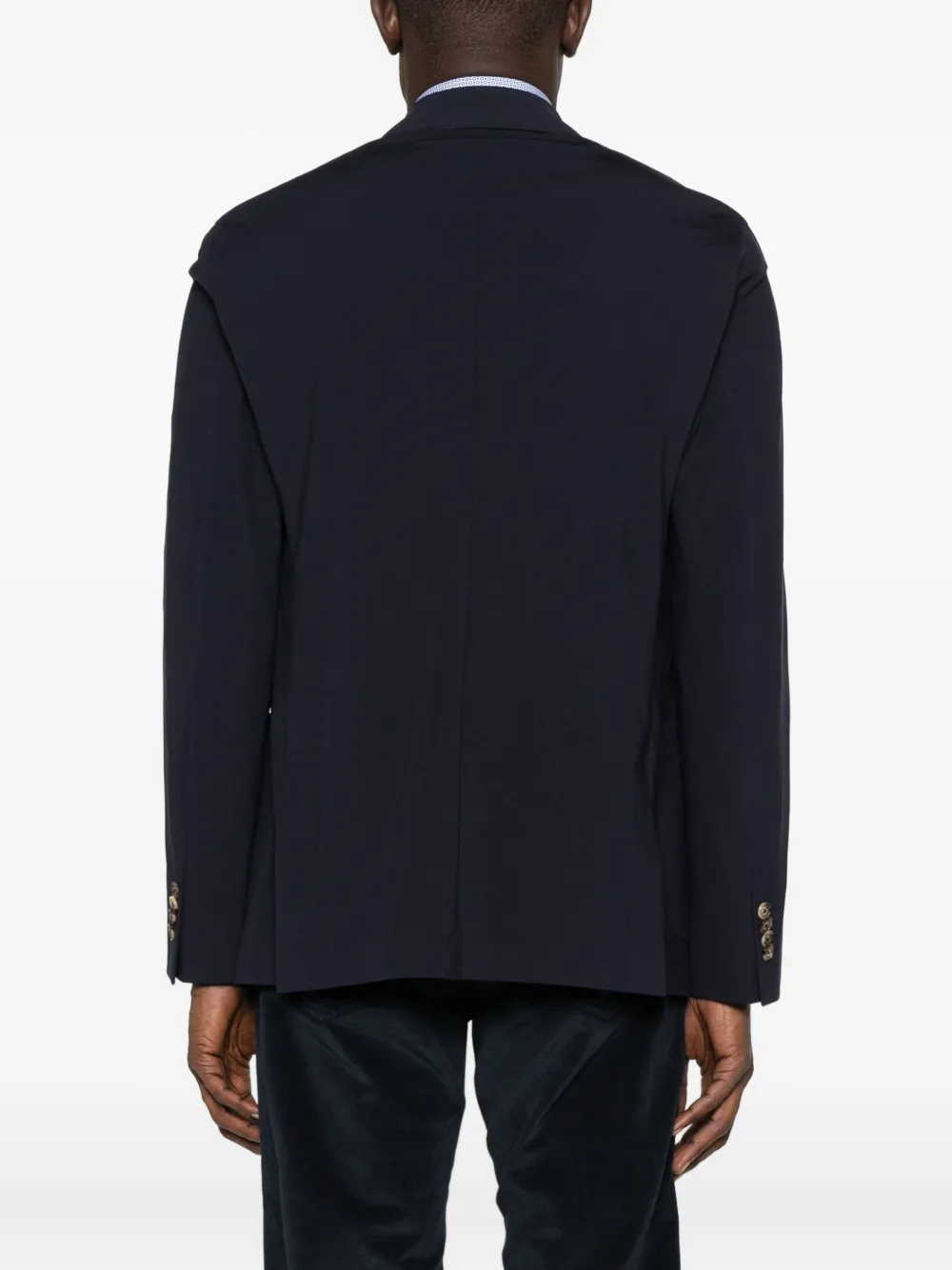 Sand Single-breasted Patch-pocket Blazer In Blue
