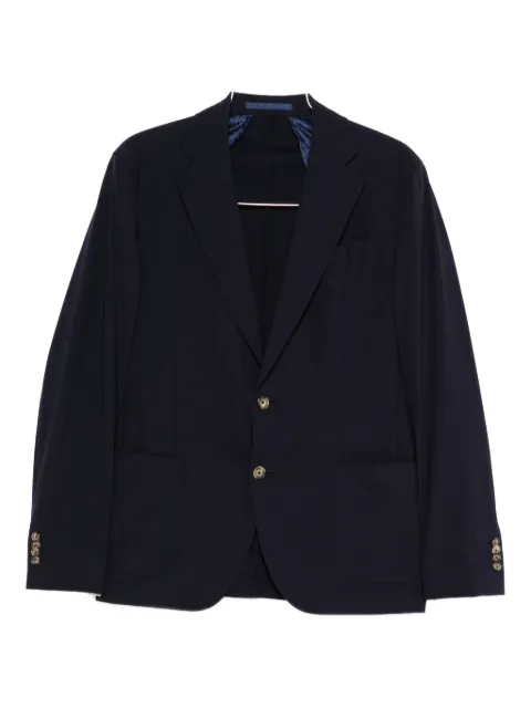 Sand single-breasted patch-pocket blazer