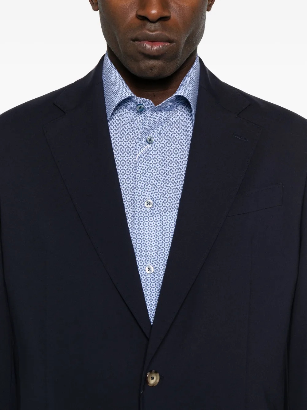 Sand Single-breasted Patch-pocket Blazer In Blue