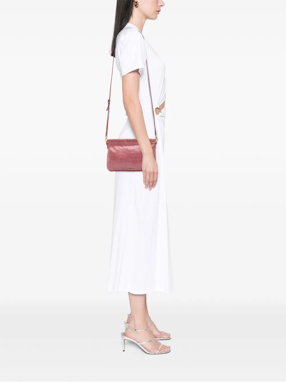 Miu Miu Pre-Owned 2010-2025 Croc Embossed Crackle Patent crossbody bag | Pre-Owned | Image 2