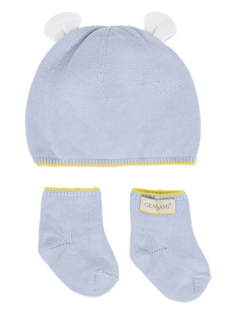 Gensami Ear-flap Wool Hat Set In Blue