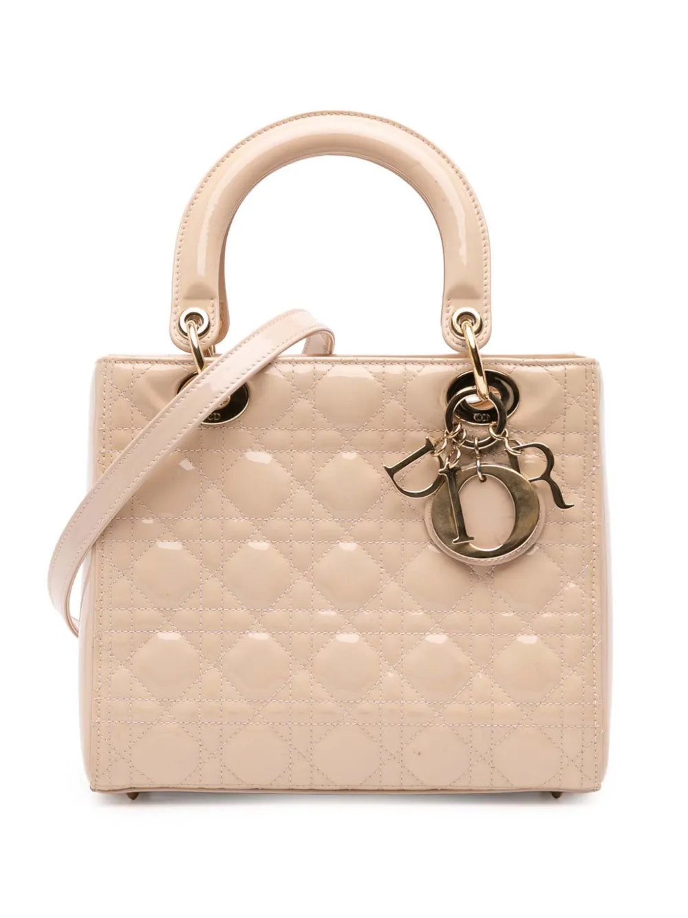 Christian Dior Pre-Owned 2014 ミディアム パテント カナージュ レディ ディオール サッチェルバッグ - Christian Dior Pre-Owned 2014 ミディアム パテント カナージュ レディ ディオール サッチェルバッグ -