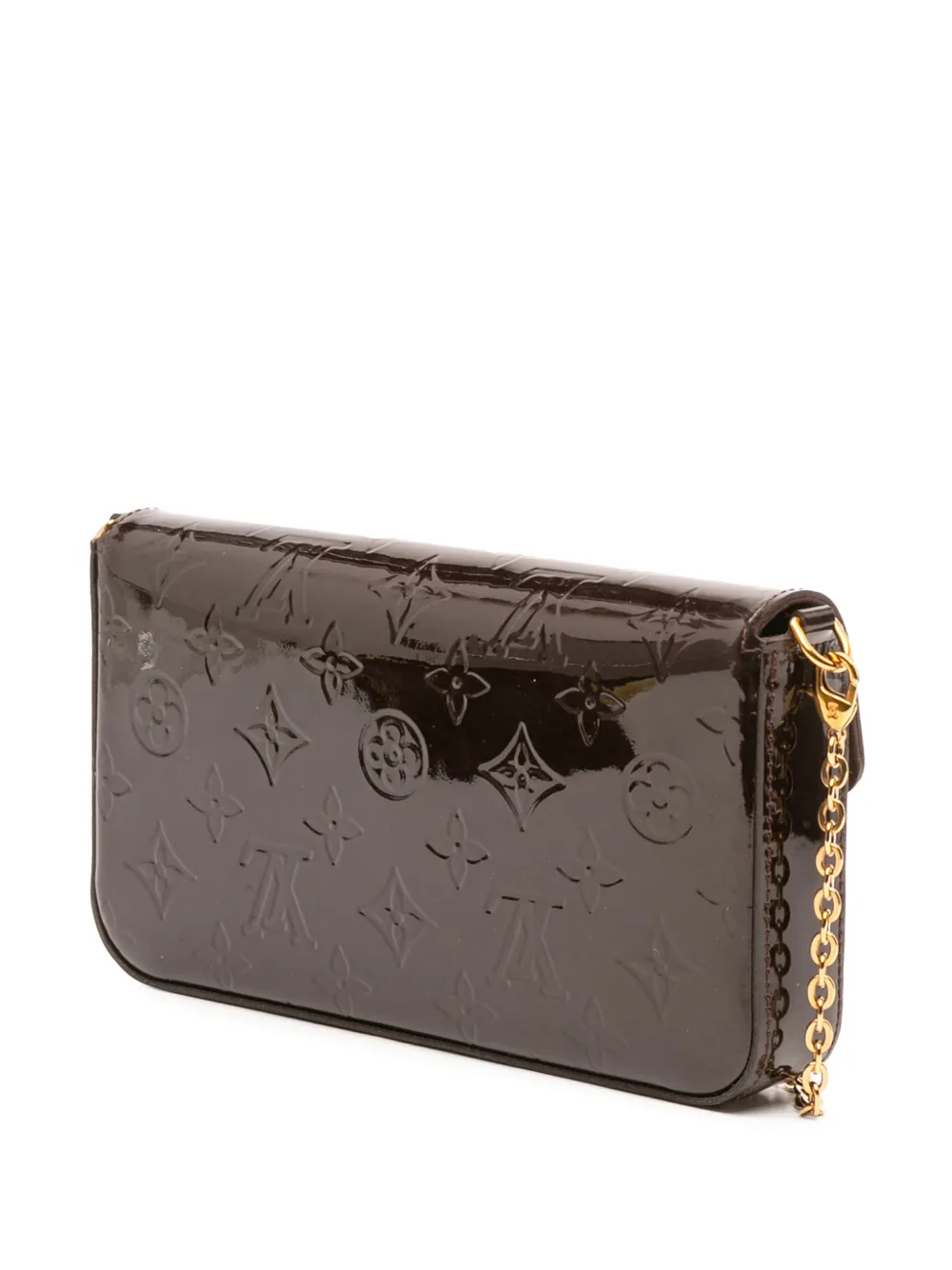 Pre-owned Louis Vuitton 2017 Monogram Vernis Pochette Felicie Crossbody Bag In Purple