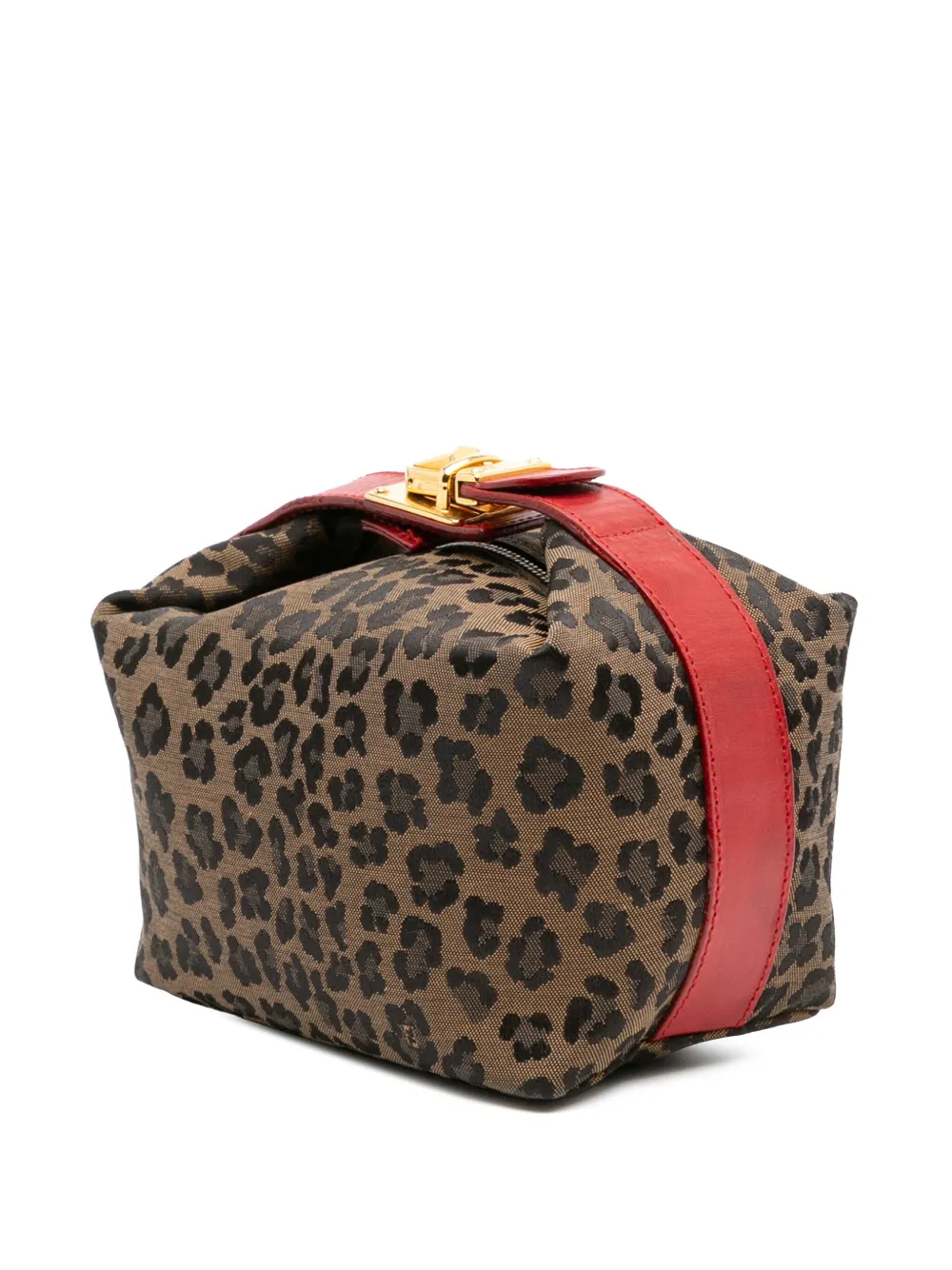 Pre-owned Fendi 20th Century Leopard Print Canvas Handbag In Brown