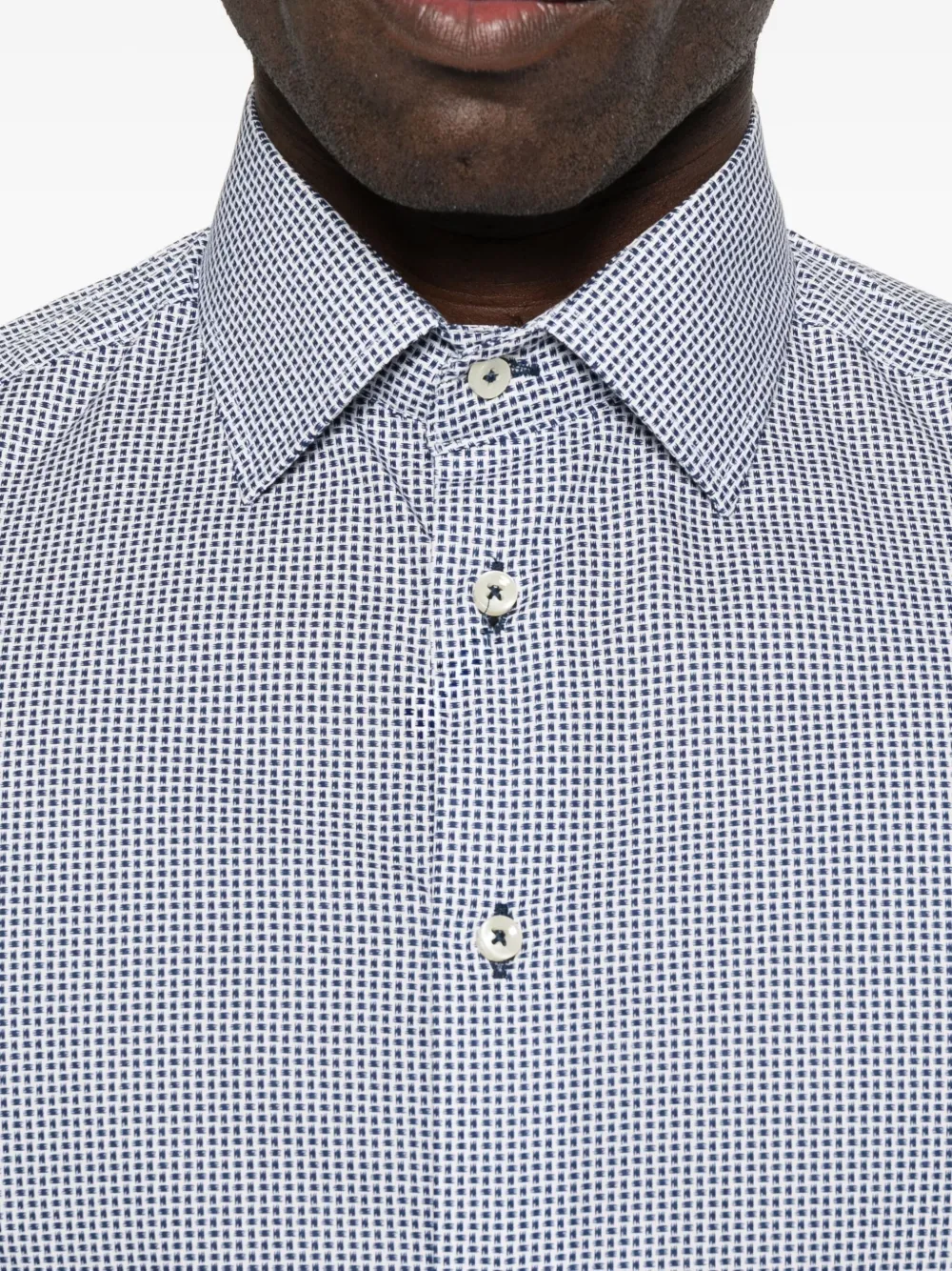 Sand Checked Long-sleeved Shirt In Blue