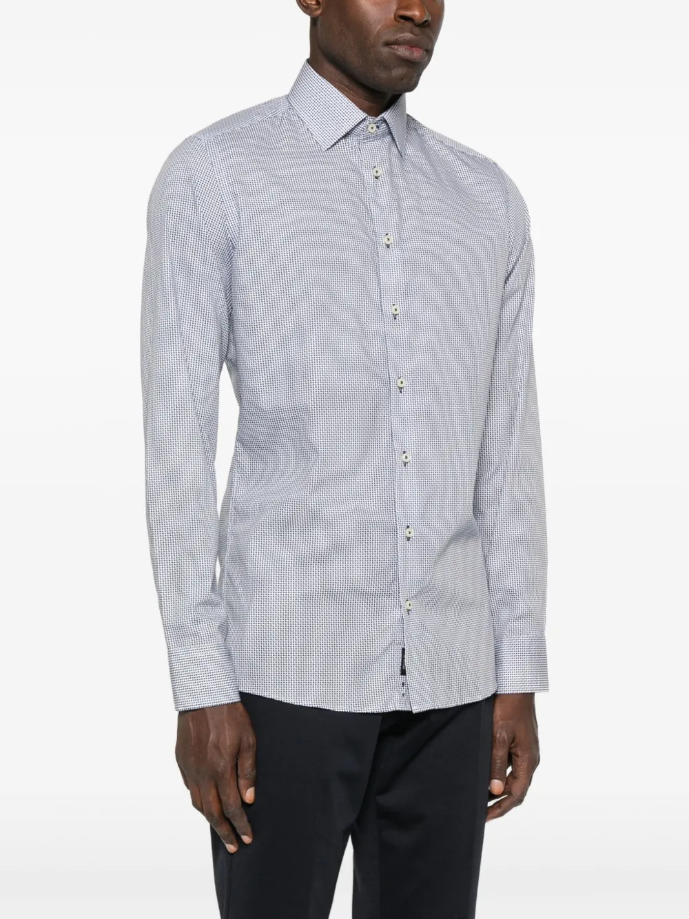 Sand Checked Long-sleeved Shirt In Blue