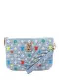 Louis Vuitton Pre-Owned 2019 Embroidered Monogram Denim New Wave Zipped Pochette clutch bag - Blue