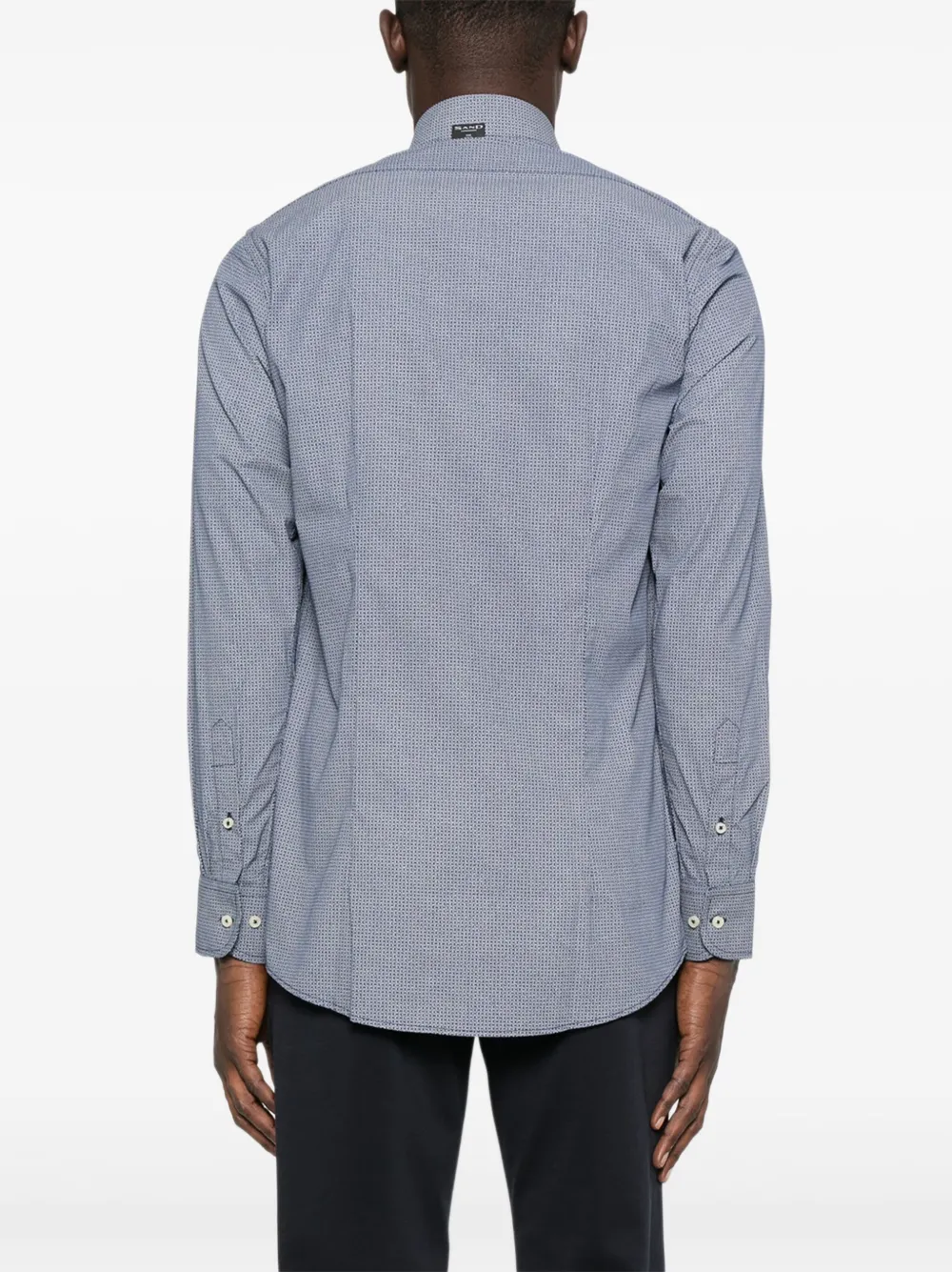 Sand Geometric-print Cotton Shirt In Blue