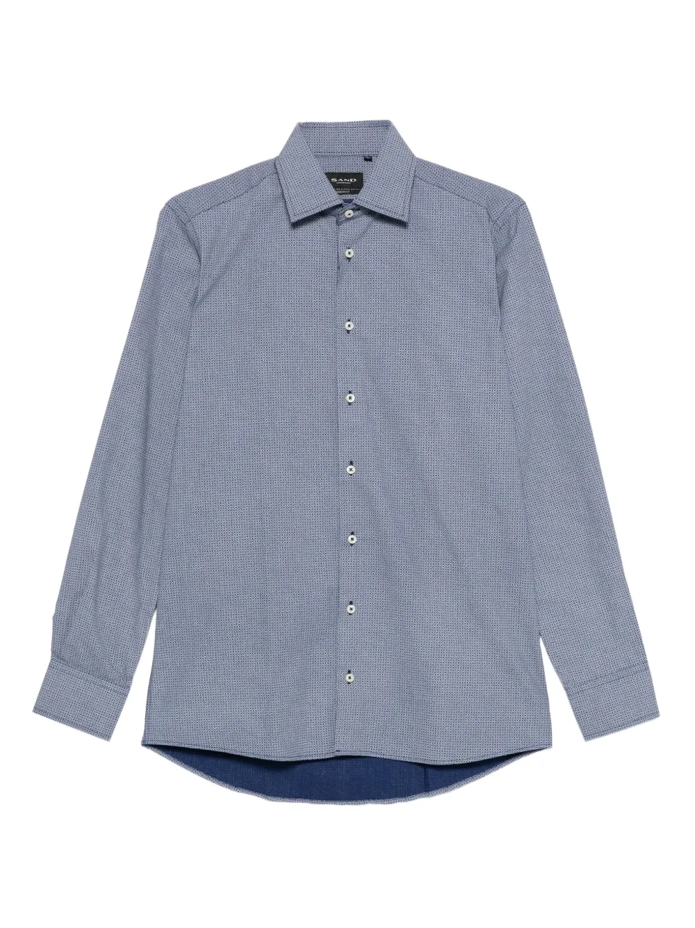 Sand geometric-print cotton shirt | Blue | Image 1