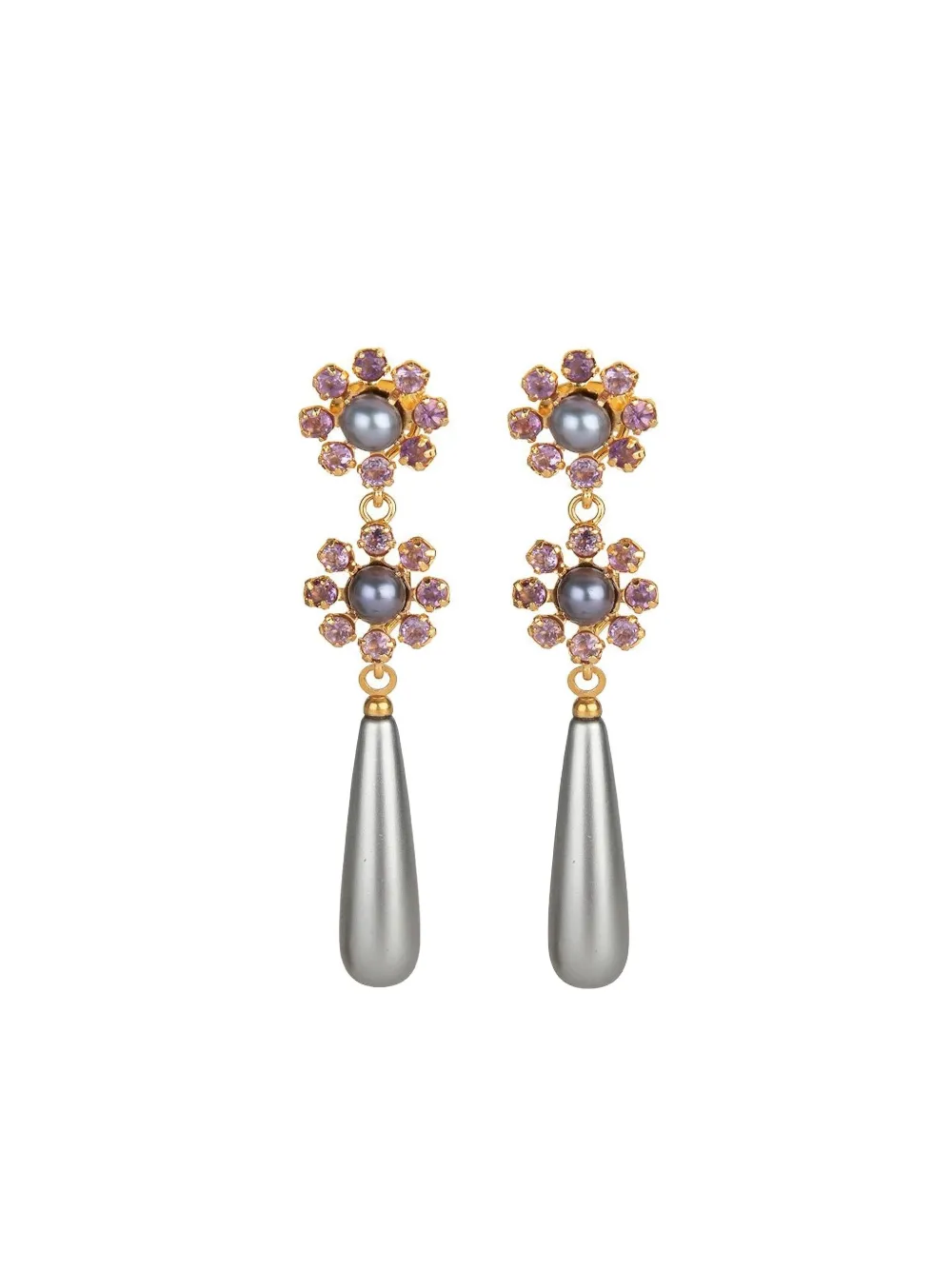 Bounkit Jewelry Orecchini pendenti Amethyst Pearl - Oro