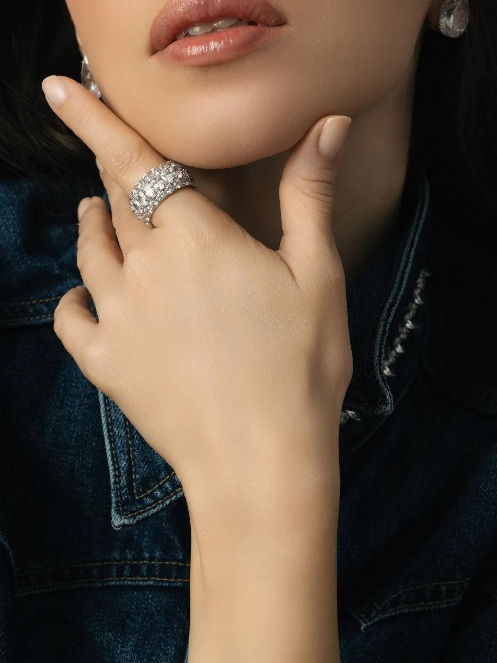 Fantasia By Deserio 14k White Gold Cubic Zirconia Eternity Ring In Metallic
