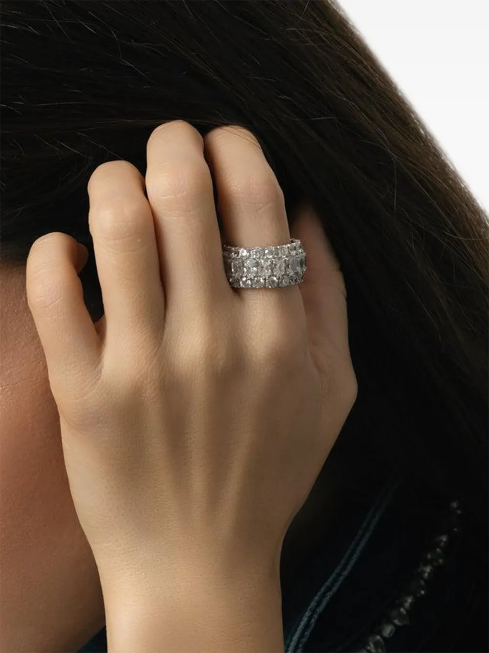 Fantasia By Deserio 14k White Gold Cubic Zirconia Eternity Ring In Metallic