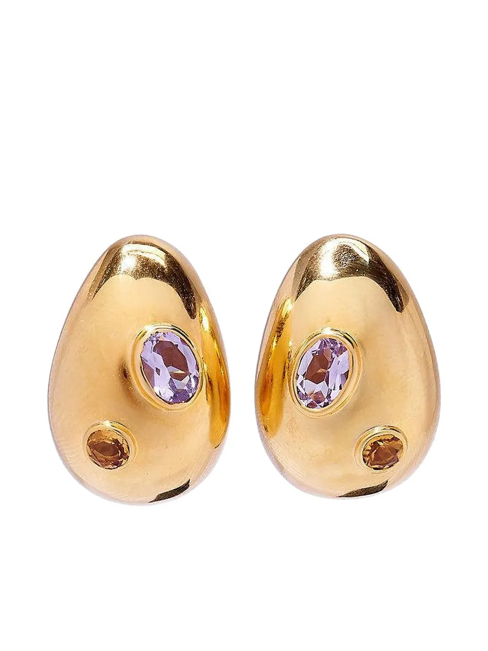 Lizzie Fortunato Sterling Silver Amethyst And Citrine Earrings In Gold