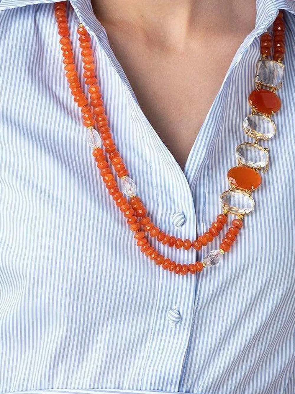 Bounkit Jewelry Clementine halsketting met carneool en kwarts - Oranje