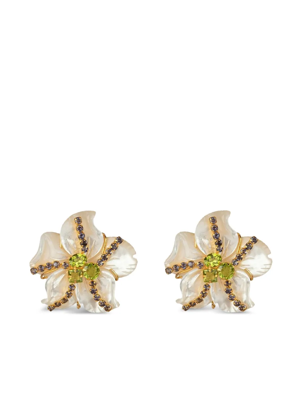 Bounkit Jewelry Oorbellen met parels en bloemen - Wit
