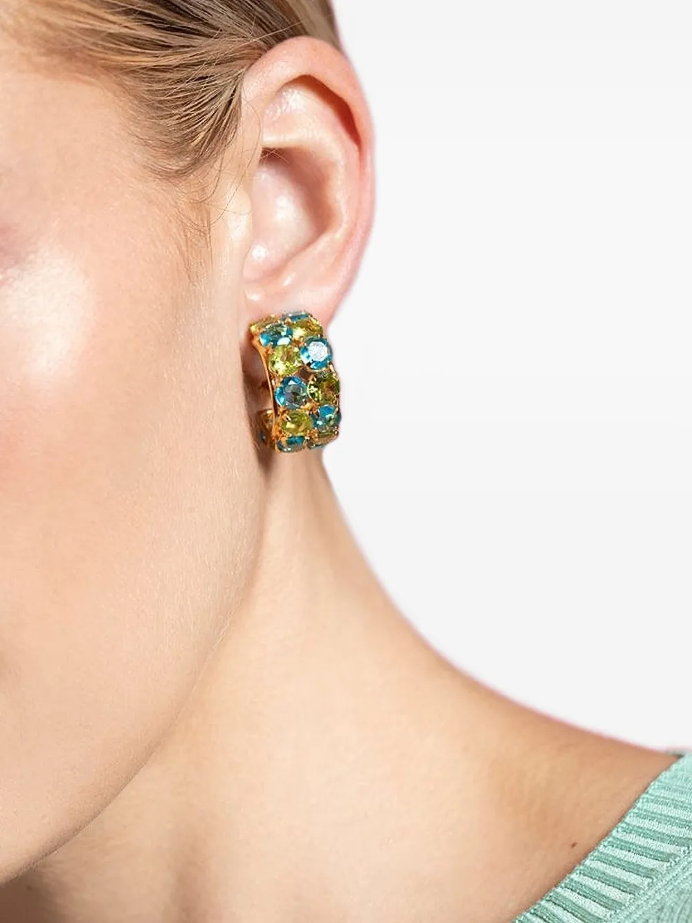 Bounkit Jewelry Sana oorringen met kwarts en peridot - Goud