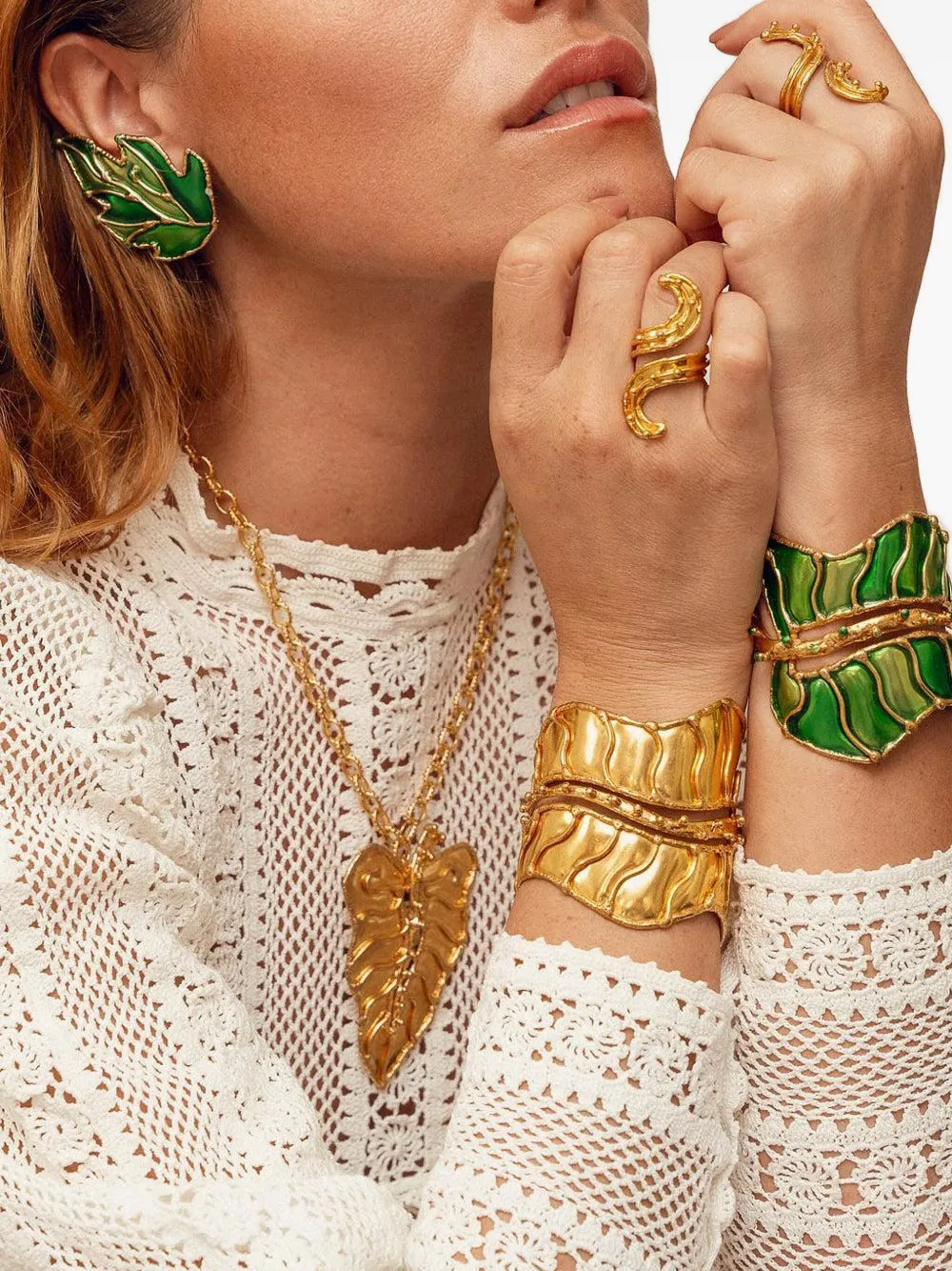 Sylvia Toledano Botanica Leaf-shaped Pendant Chain Necklace - Gold 