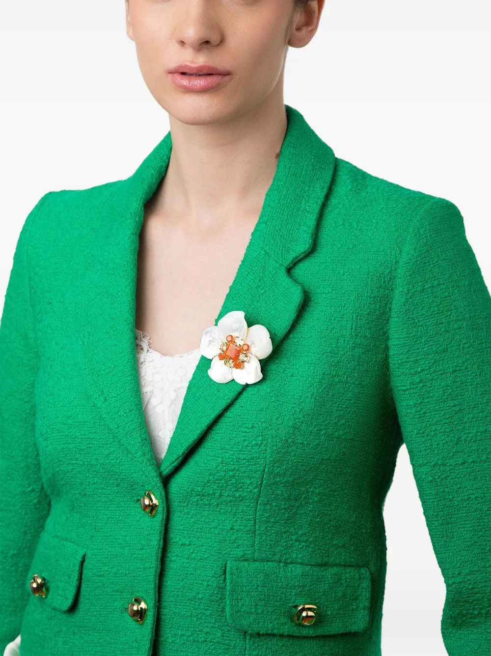 Bounkit Jewelry Broche met bloem - Wit