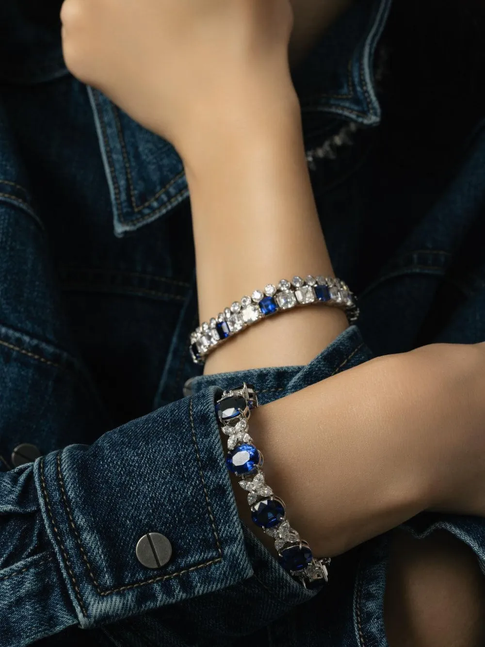 Fantasia By Deserio Alternating Sapphire And Diamond Bracelet In Brown