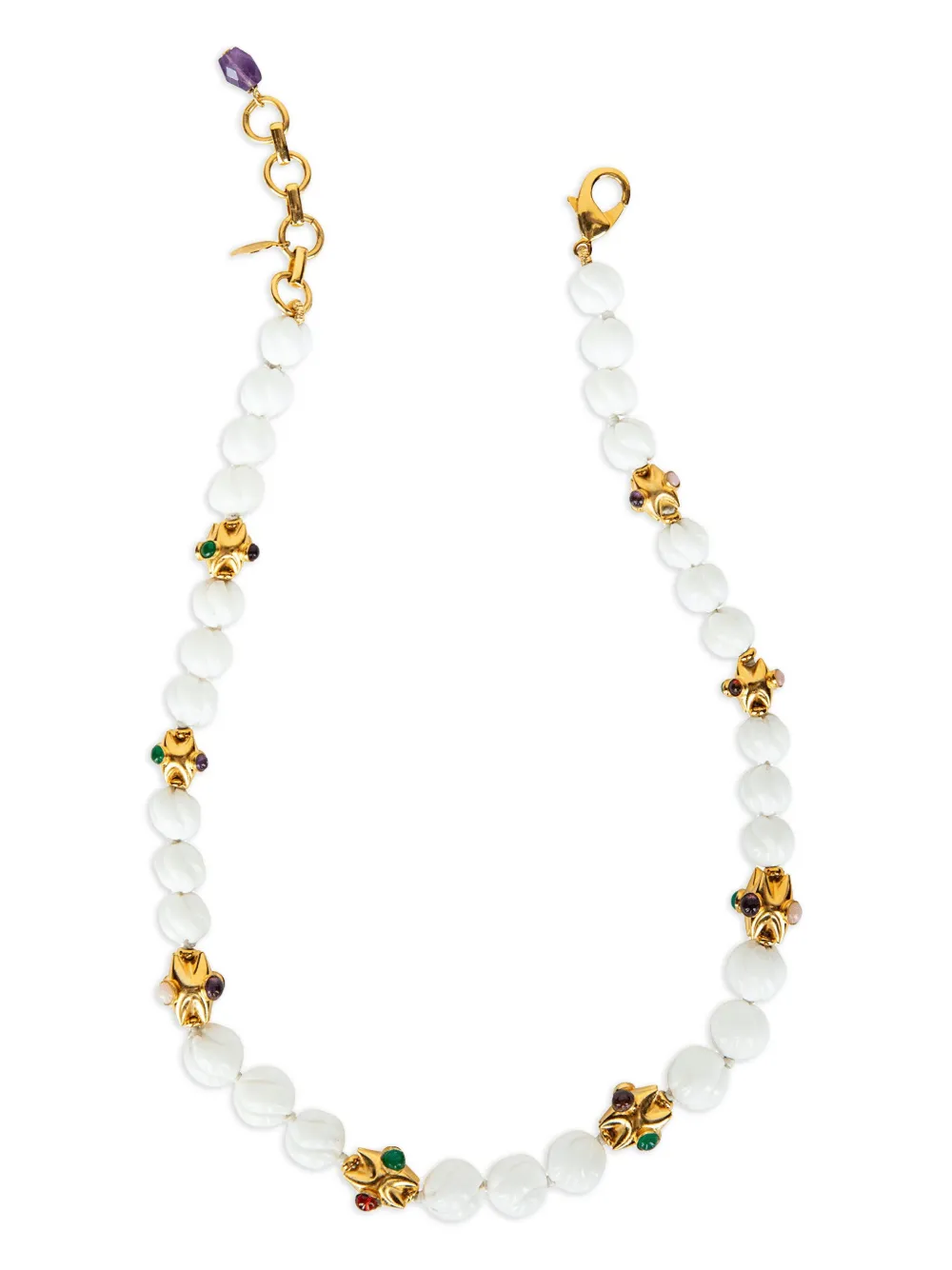 Bounkit Jewelry Collana con turchese e ametista - Bianco