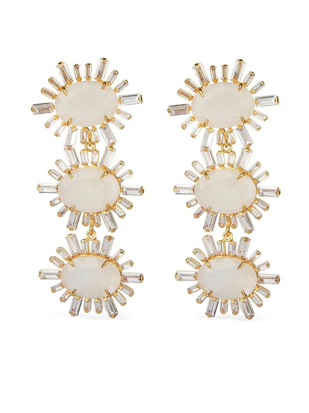 Bounkit Jewelry aretes Baguette con piedra de luna | dorado | Image 1