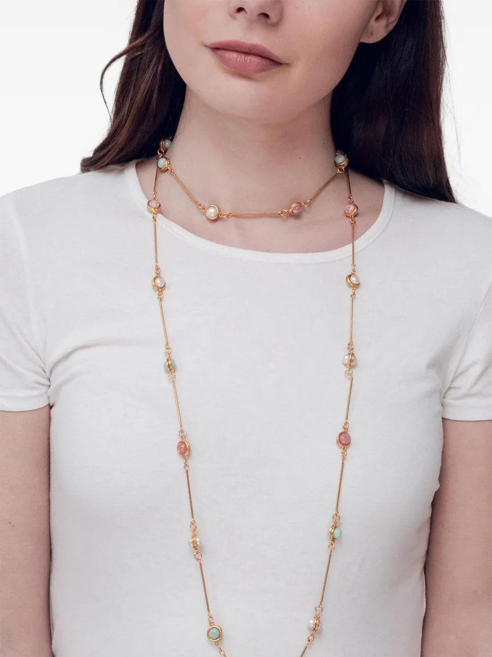 Sylvia Toledano Amazonite halsketting met parel - Goud