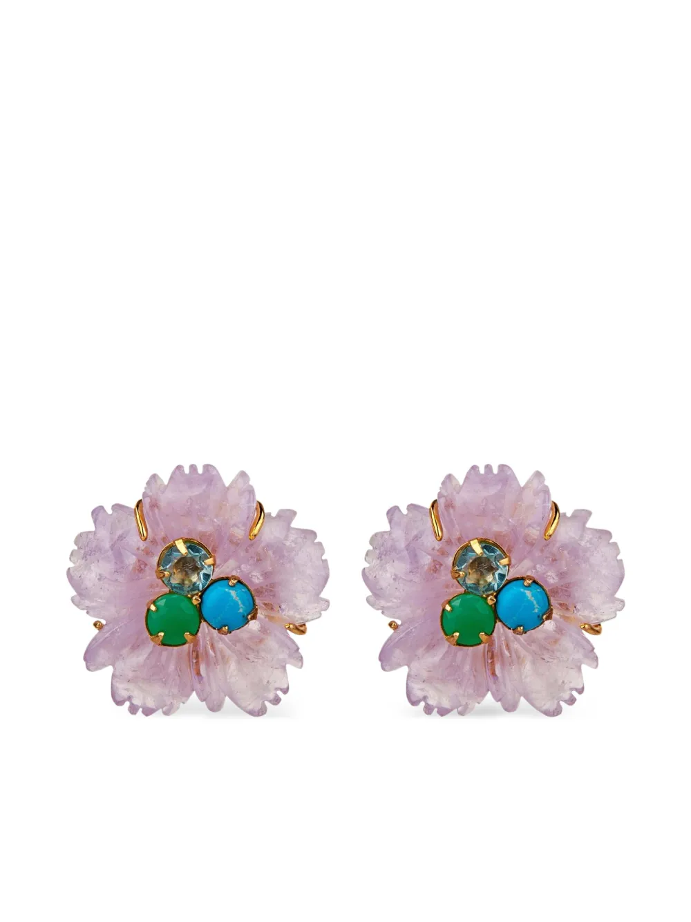Bounkit Jewelry aretes con detalle de flor | dorado | Image 1