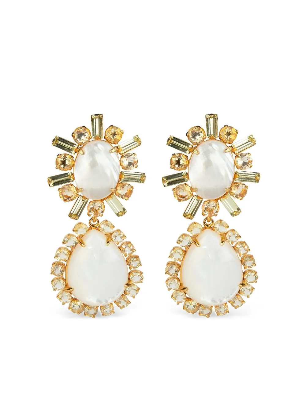 Bounkit Jewelry aretes con perla en corte baguette | blanco | Image 1