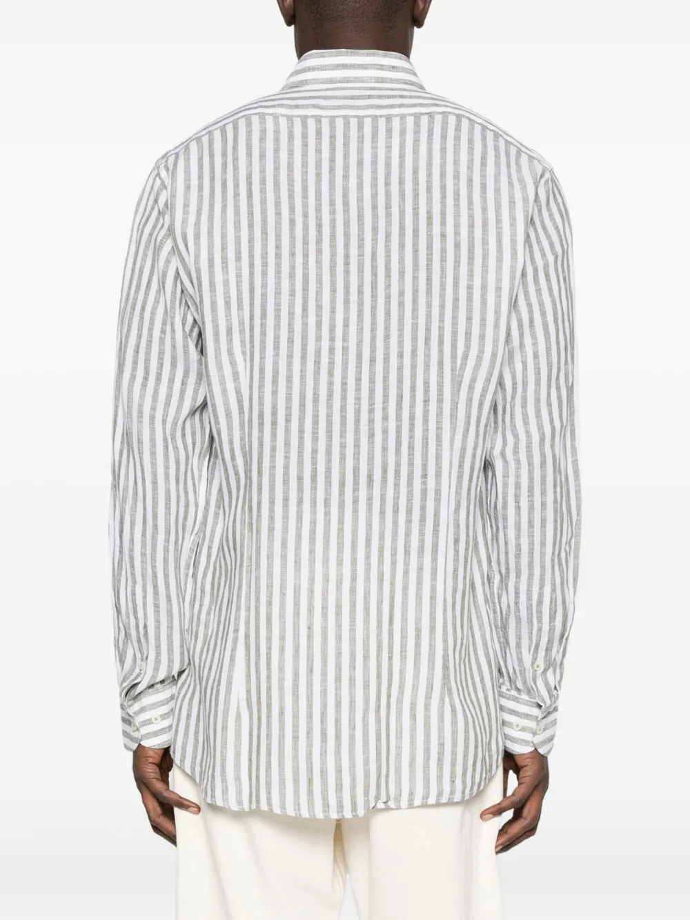 Sand Striped Linen Shirt In White