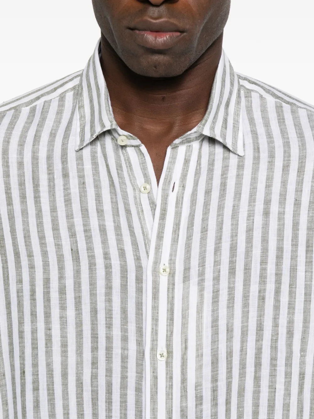 Sand Striped Linen Shirt In White