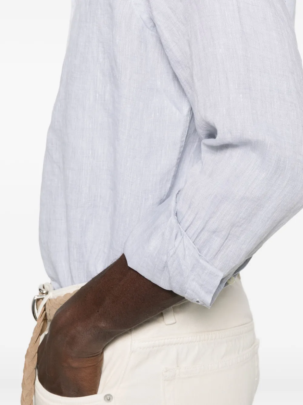 Sand Long-sleeve Linen Shirt In White