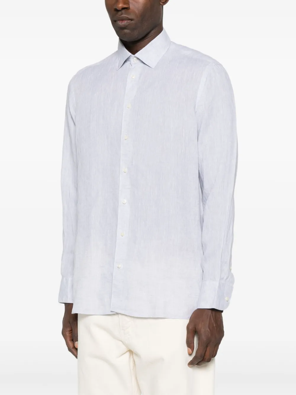 Sand Long-sleeve Linen Shirt In White