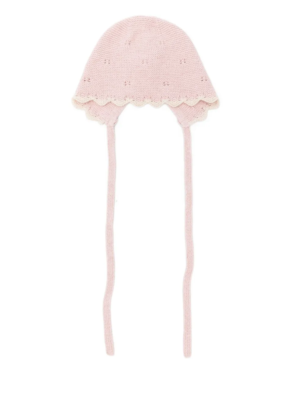 Paz Rodriguez Scalloped-edge Knitted Hat In Pink