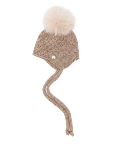 Paz Rodriguez pom-pom cable-knit beanie