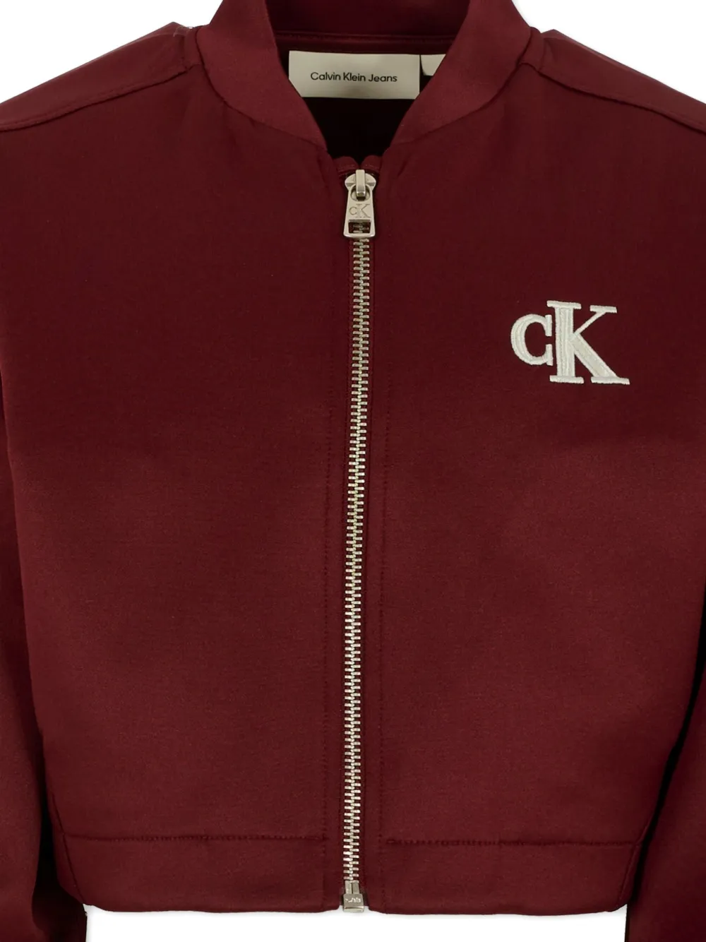 Calvin Klein Logo-embroidered Zip-up Bomber Jacket In Red