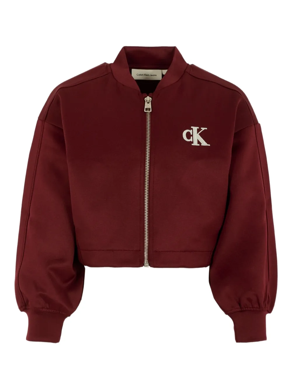 Calvin Klein Logo-embroidered Zip-up Bomber Jacket In Red