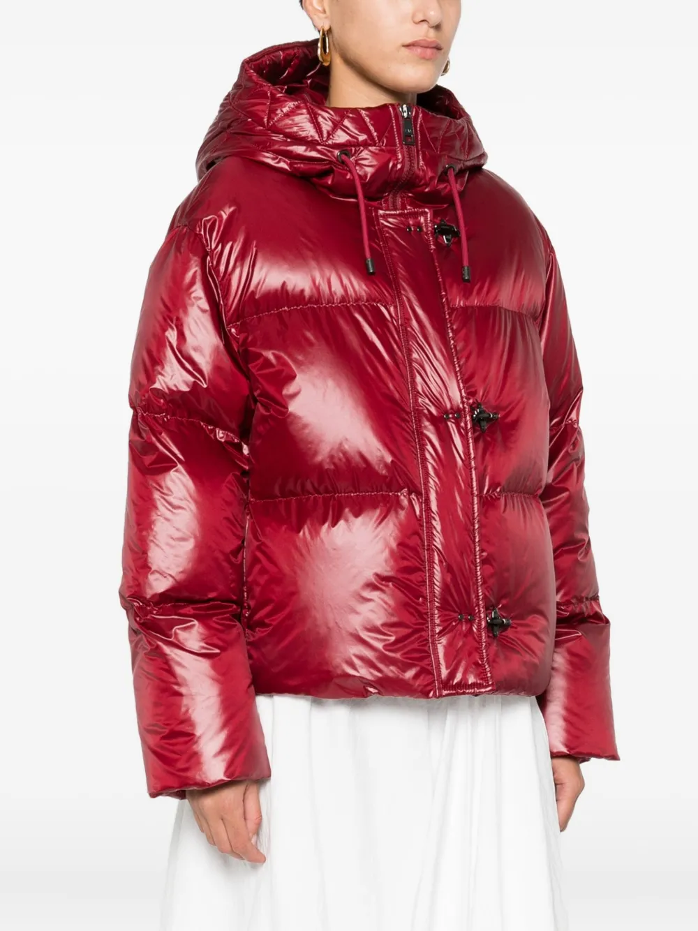 Fay Hooded Puffer Jacket In Red