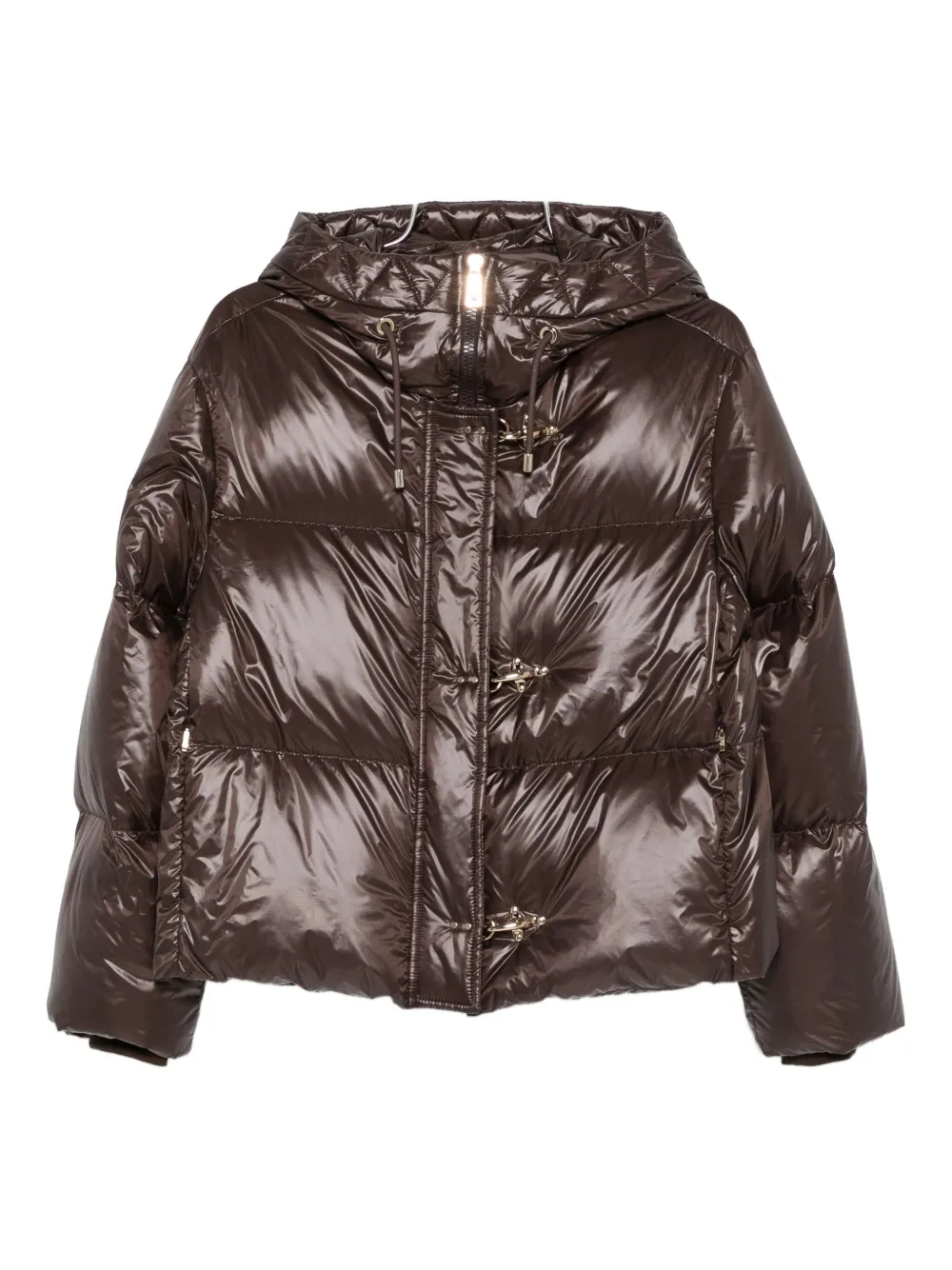 Fay hooded toggle-fastening jacket - Marrone