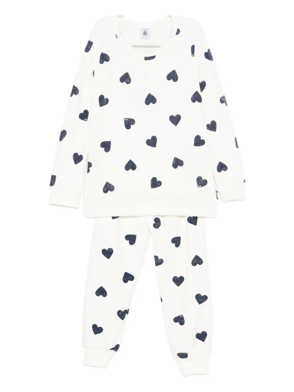 Petit Bateau Heart-print Pyjamas In White